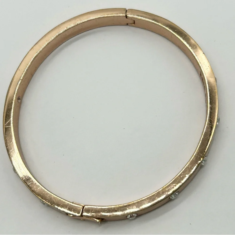 Kate Spade Set in Stone Rose Gold Jeweled Hinged Bangle Bracelet